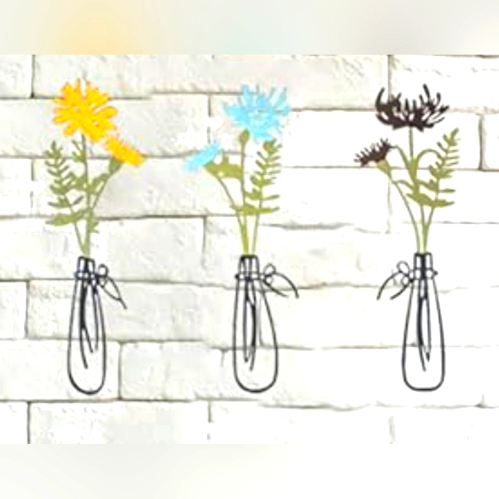 3 Piece Metal Flowers Wall Decor